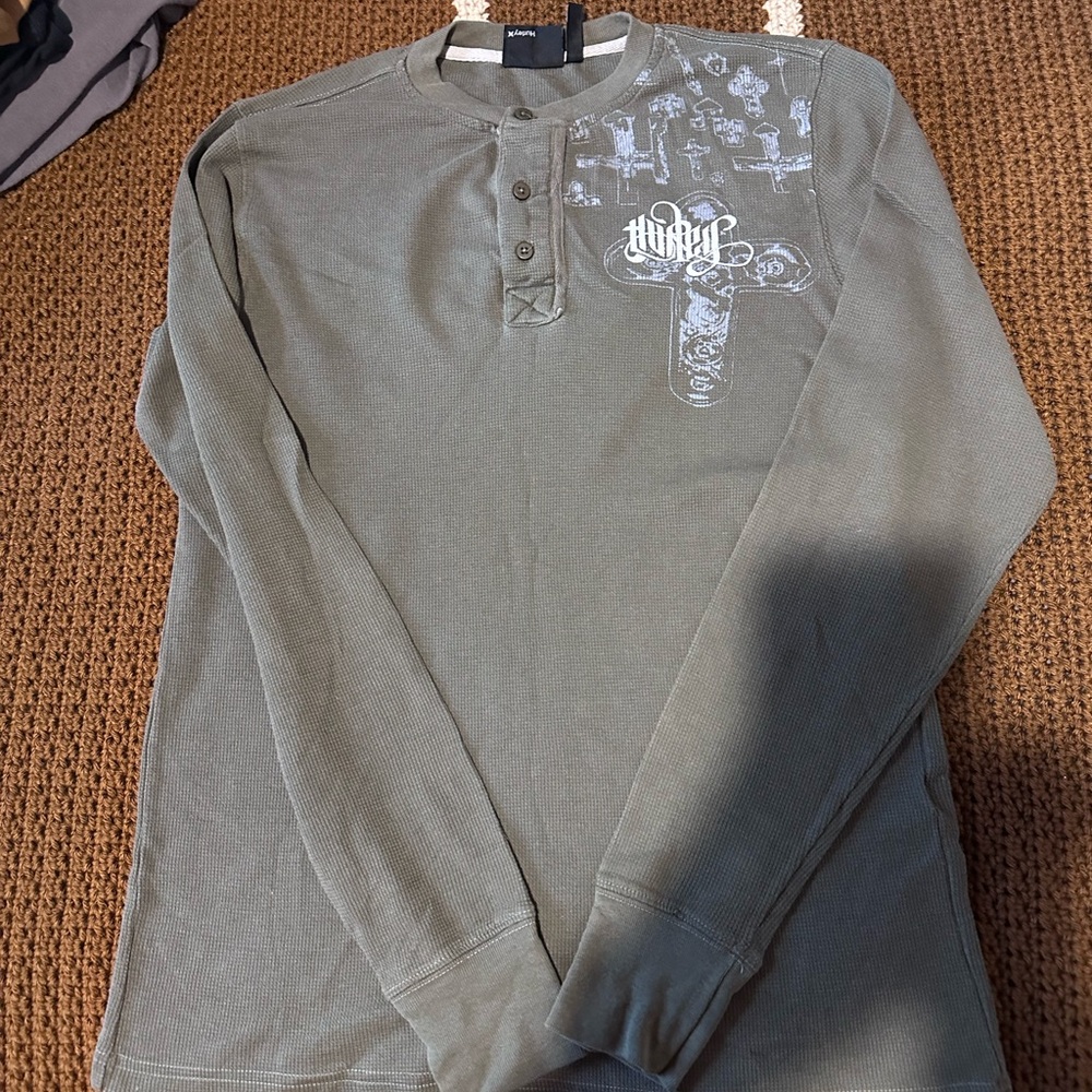 Grey and blue hurley long sleeve shirt
